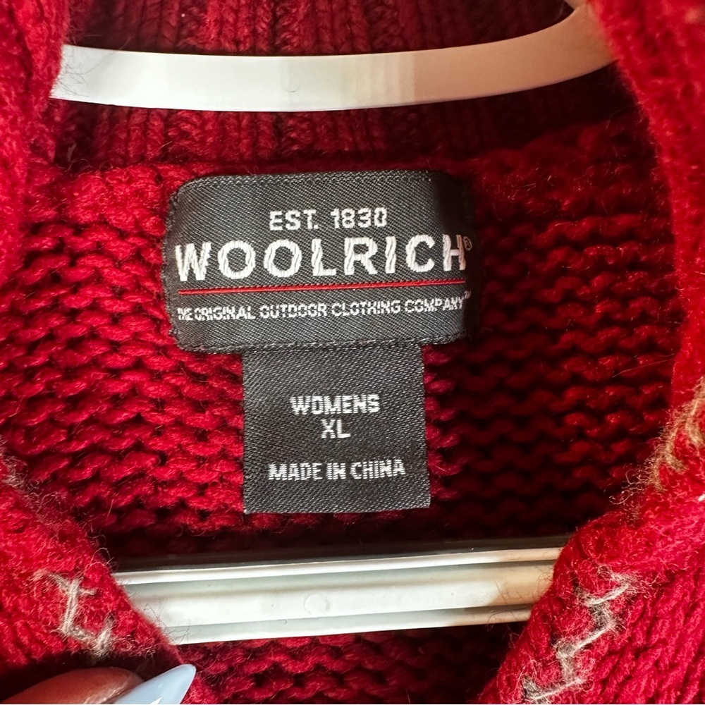 Woolrich Women XL Red Snowflakes Sweater Angora Ramie Blend High Neck Ski Winter - Picture 3 of 10